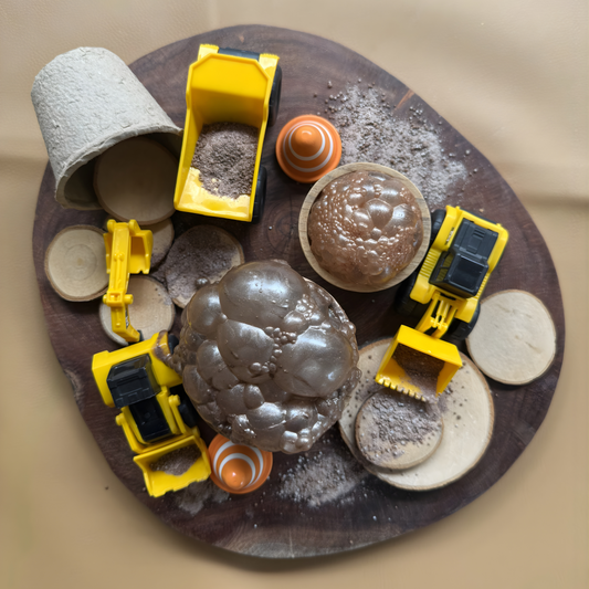 Digger & Construction fizzy potion for colourful bubbling sensory play